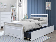 Load image into Gallery viewer, Bella White King Single Trundle Bed – Hardwood Frame